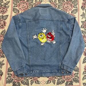 Vintage planet mars mms embroidered blue denim jacket
